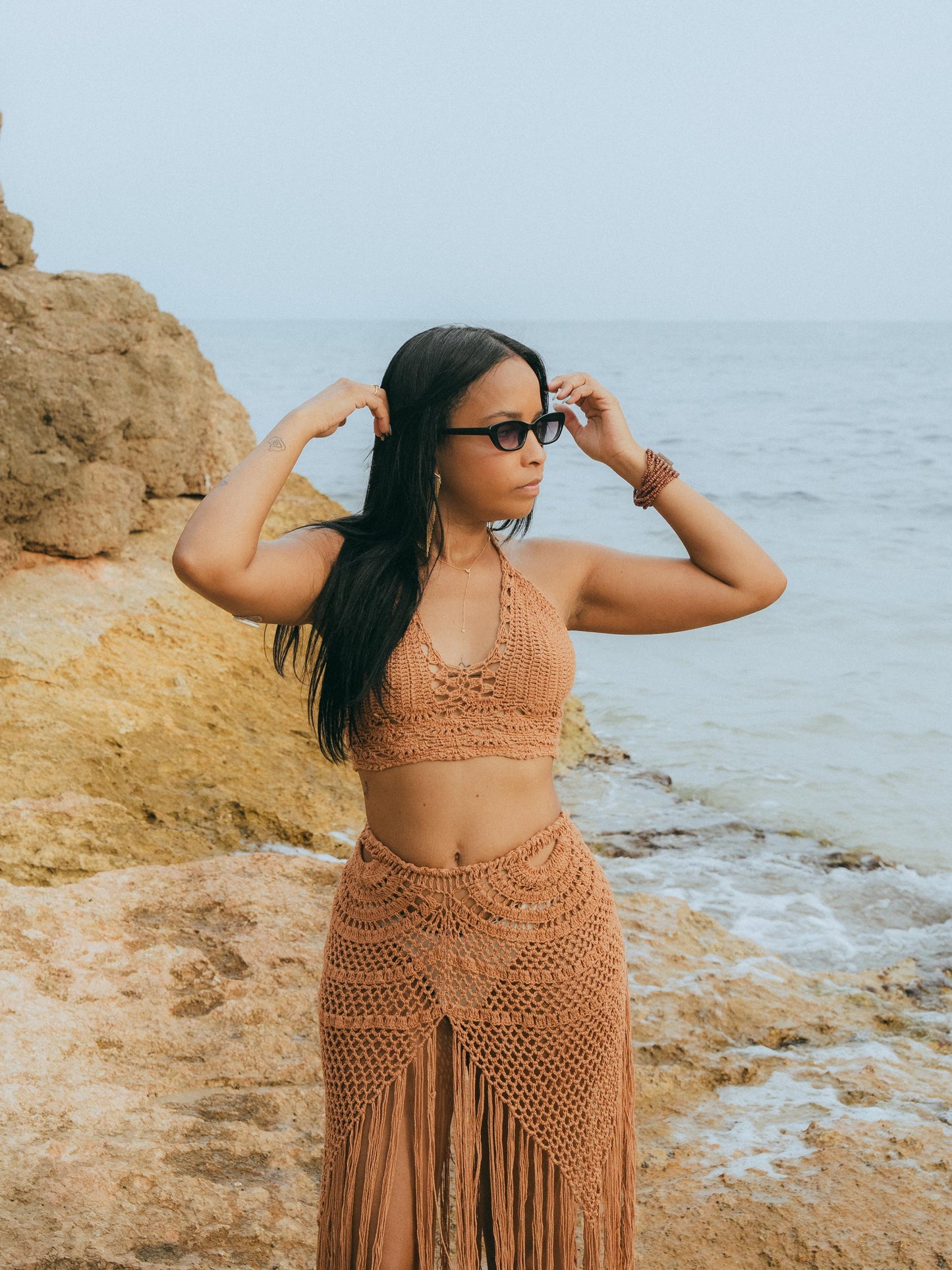 Crochet Crop Top Tie Back | Handmade Bali | Natural Cotton | Boho Beach Top | 3 Colors