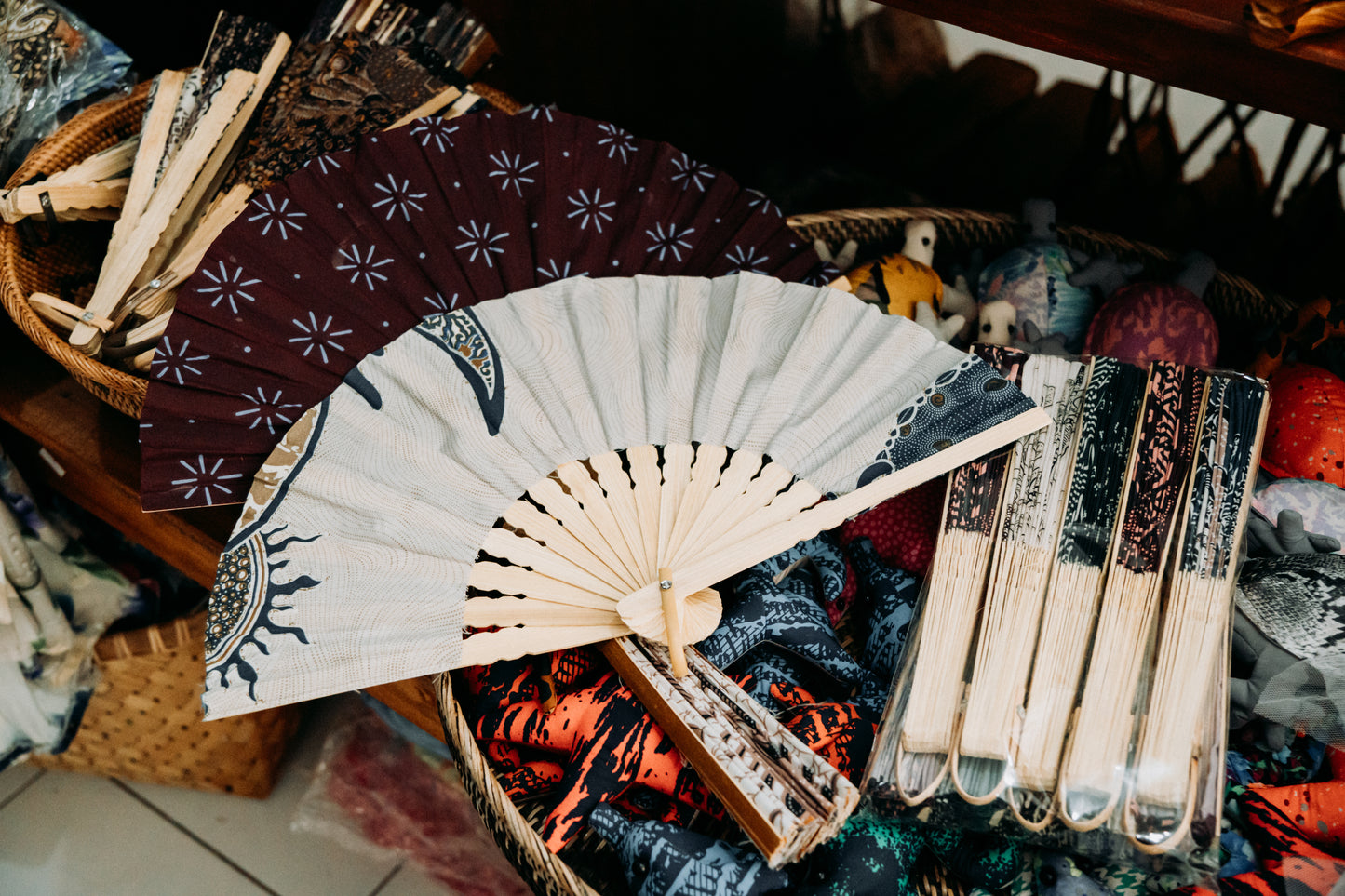 Batik Hand Fan | Bamboo Frame | Traditional Balinese | Boho Home Decor Wedding