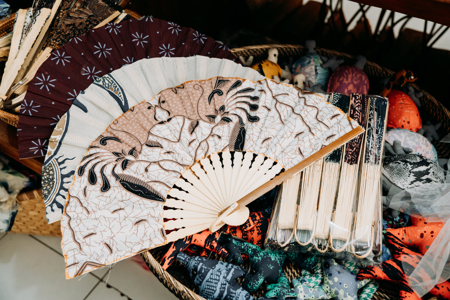Batik Hand Fan | Bamboo Frame | Traditional Balinese | Boho Home Decor Wedding
