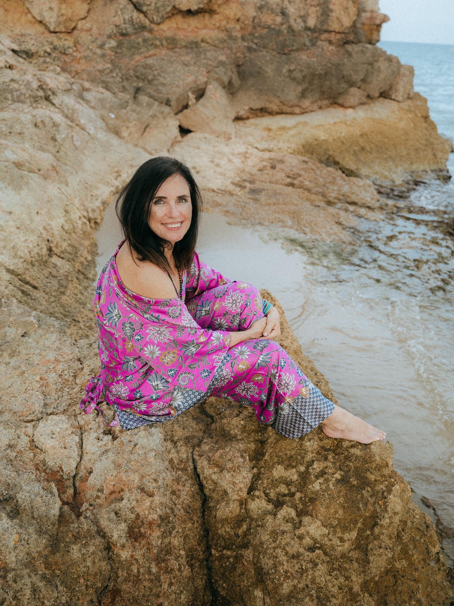 3-Piece Rayon Kimono Set | Pants + Top + Kimono Jacket | Handmade Bali | Luxury Boho