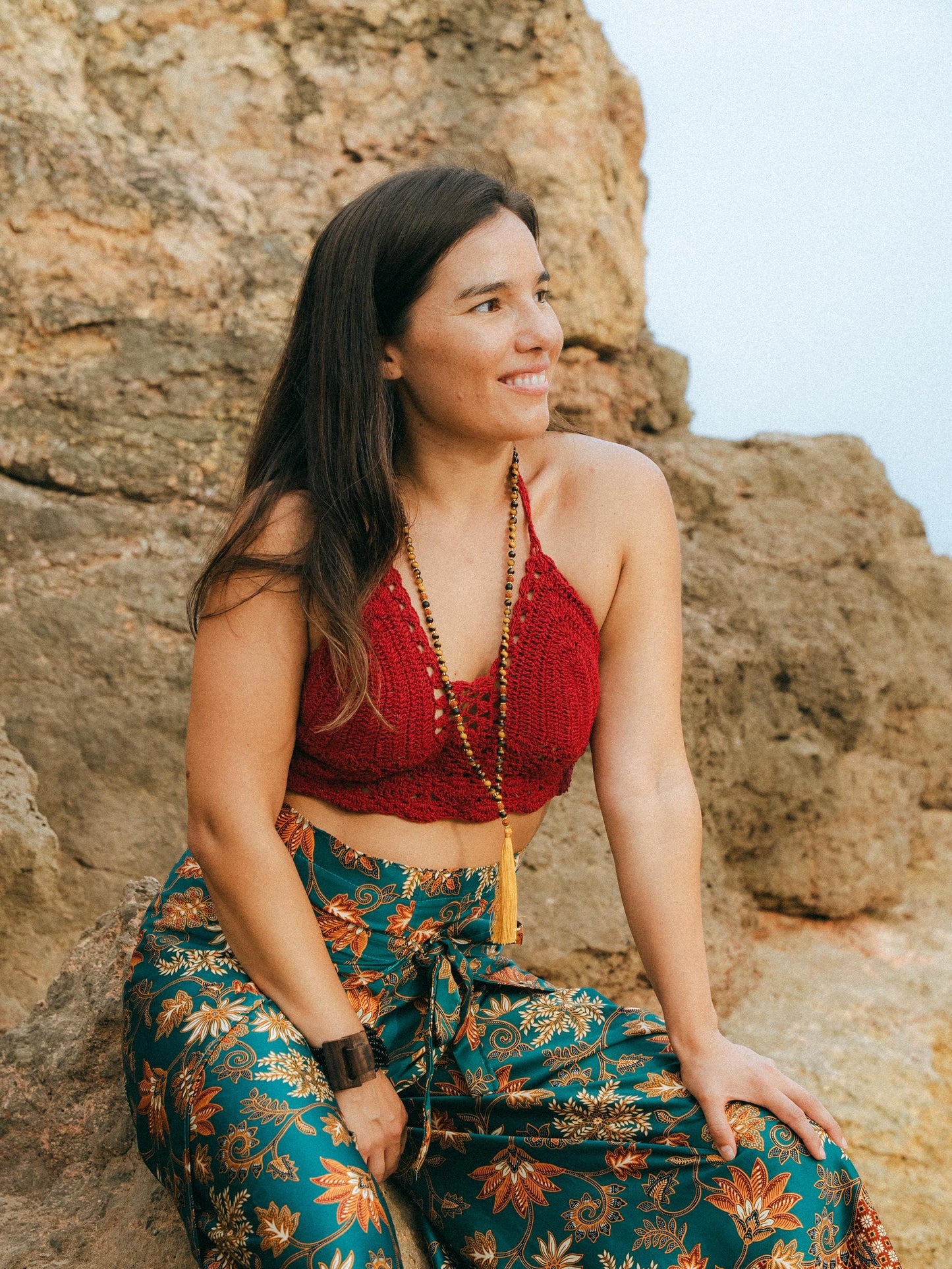 Crochet Crop Top Tie Back | Handmade Bali | Natural Cotton | Boho Beach Top | 3 Colors