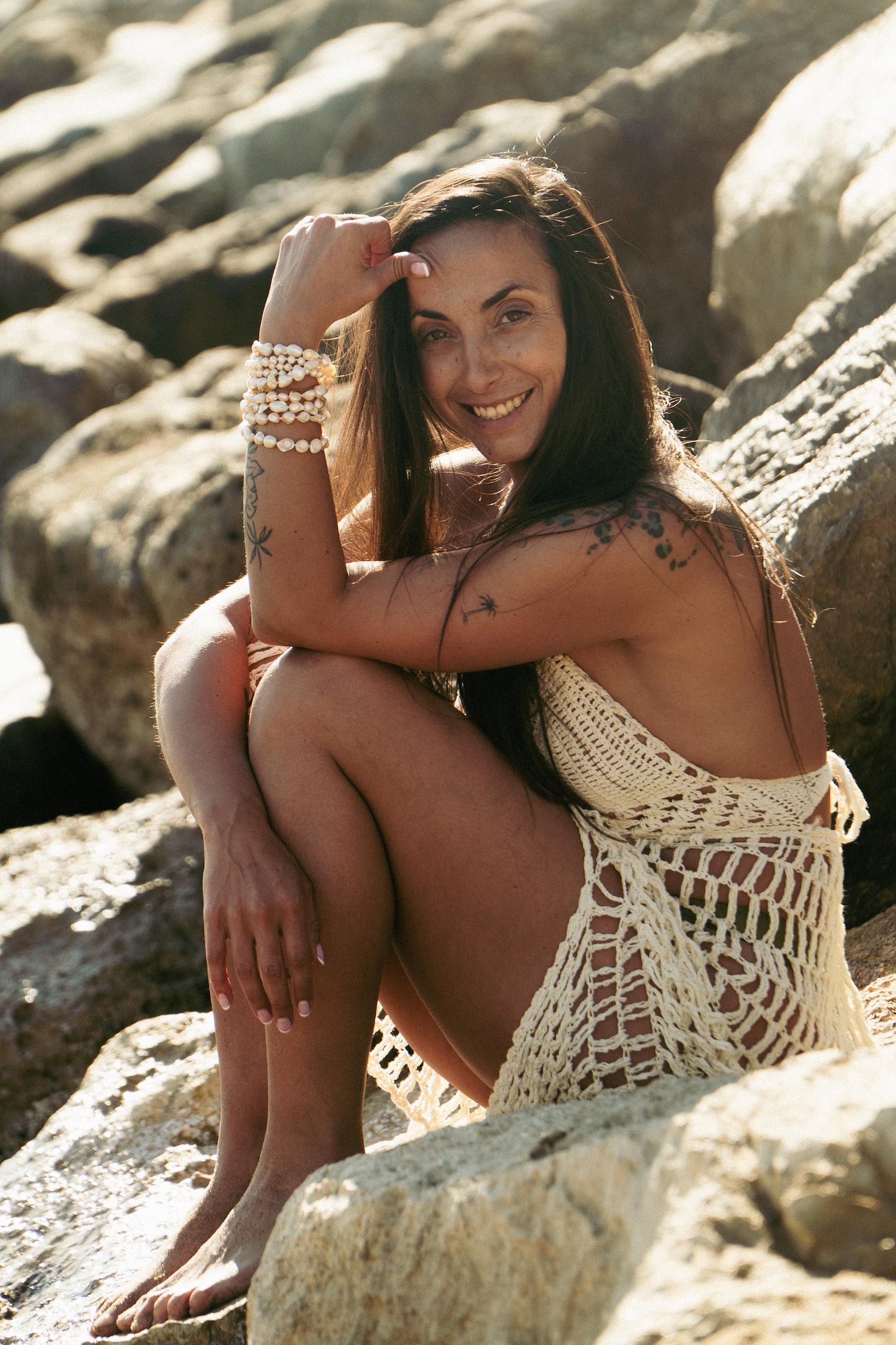 Crochet Maxi Dress Shell Fan Pattern | Handmade Bali